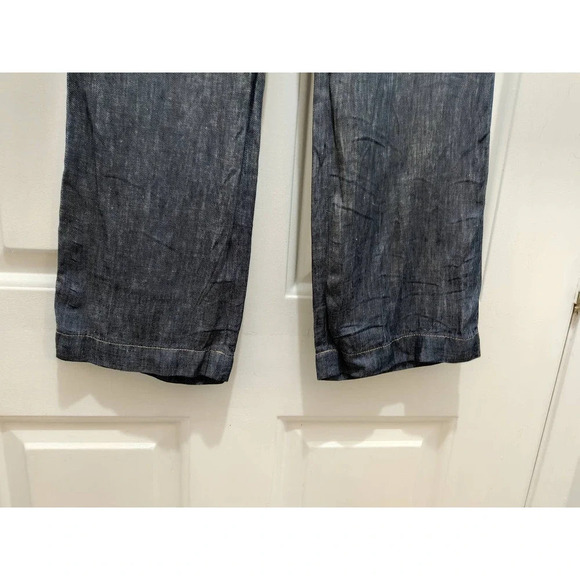 Talbots Chambray Blue 100% Linen Straight Leg Mid Rise Pants Size 8 - Picture 5 of 8